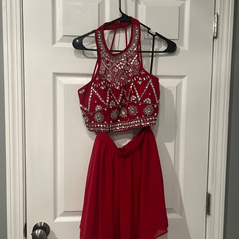 B Darlin 2-piece red sequin dress